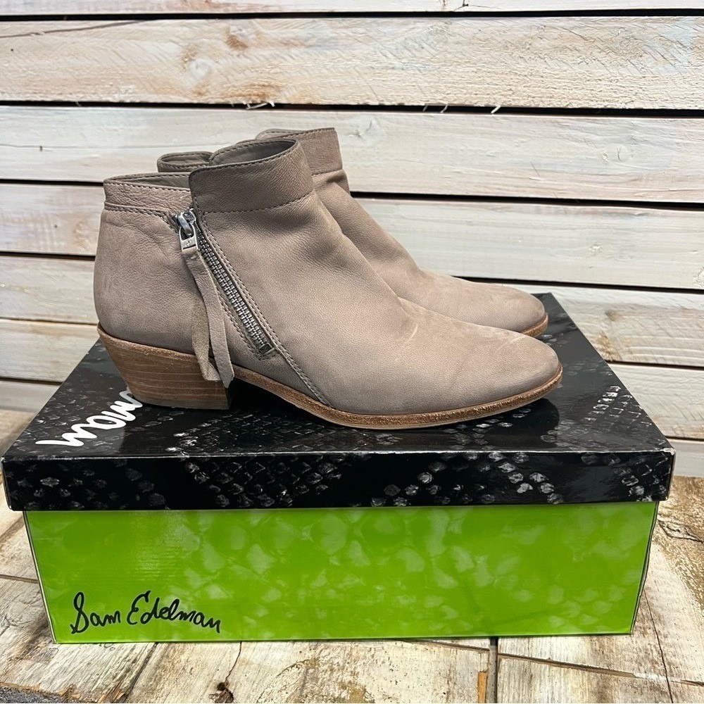 Sam Edelman Taupe Leather Packer Ankle Boots Western Chelsea F3071L2020 Size 7.5